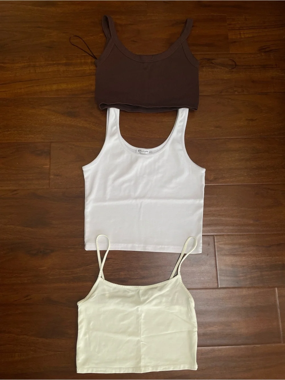 Women’s Ribbed Tank Top Trio - Brown, White & Cream - BUNDLE - NEVER WORN